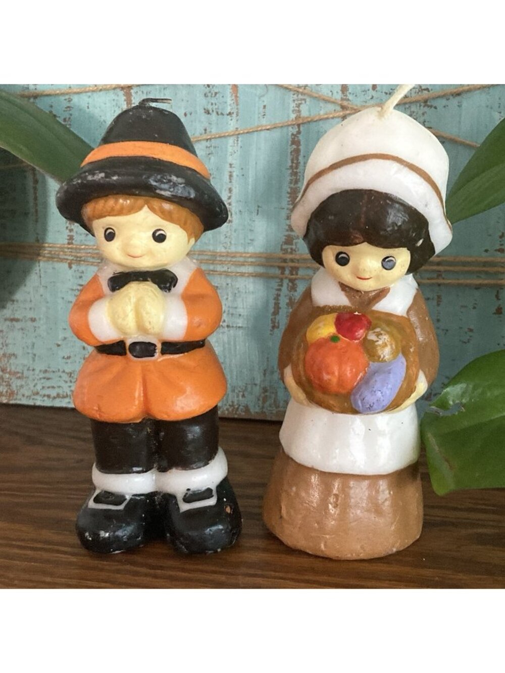 Pilgrim Candles Boy & Girl 6" Vintage 1970s Thanksgiving Fall Decor